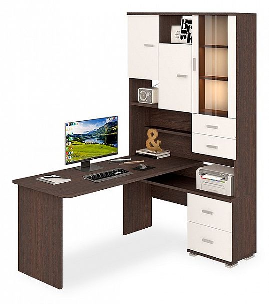 Стол компьютерный Домино СР-620/160 Белый/Венге правый - Вид 1