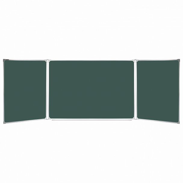 Доска для мела магнитная 3-х элементная 100х150/300 см, ДОПОЛНИТЕЛЬНАЯ ЛИНИЯ/КЛЕТКА, зеленая, BRAUBERG, 236972 - Вид 2