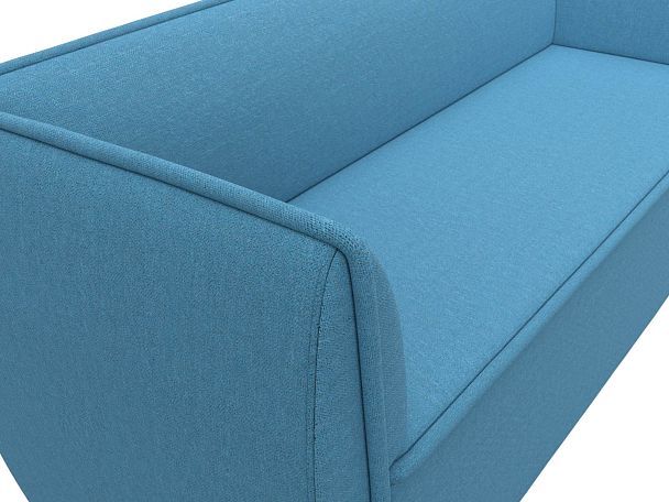 Диван кухонный прямой Бергамо 3-х местный Рогожка голубой - Вид 4