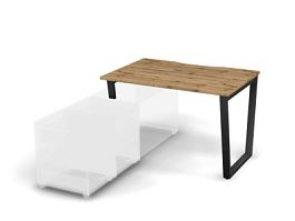 MATRIX 121B100-V Стол прямой, опора на тумбу, вырез. (V-опоры) 1180х780х775 Дуб Крафт/Темно-серый - Фото предпросмотра