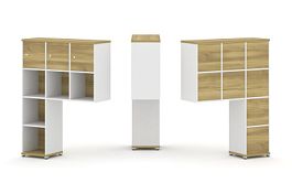 Concept Надставка высокая CN.ONV-003 Дуб Винченцо/Белый Бриллиант/Металл Белый 1099*350*1486 - Фото предпросмотра