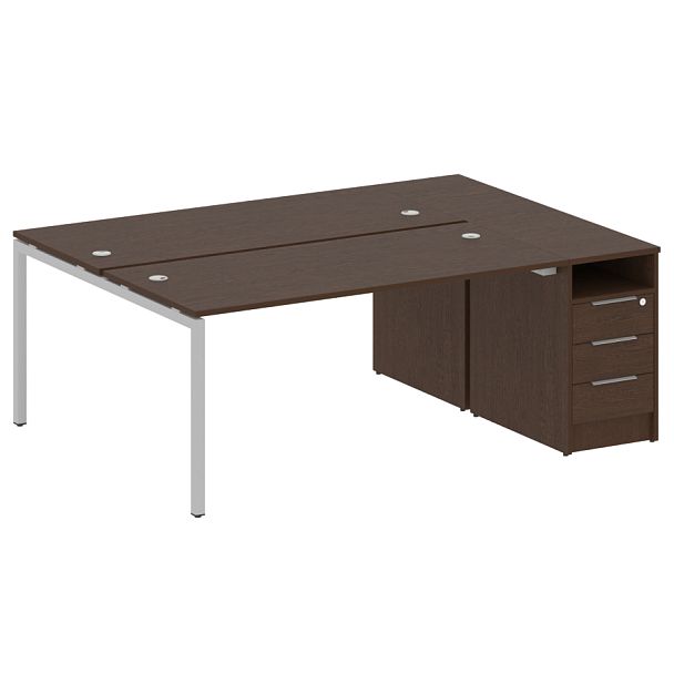 Metal System Quattro Р. ст. с тумбой на П-образном м/к 40БП.РС-СТП-2.4 Венге/Серый металл 2012*1475*750 - Вид 1