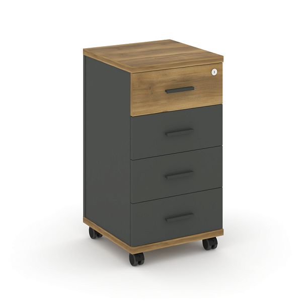 Concept Тумба мобильная 4 ящ. CN.TUM-005 A Сандал Янтарный/Антрацит/Металл Антрацит 420*420*782 - Вид 1