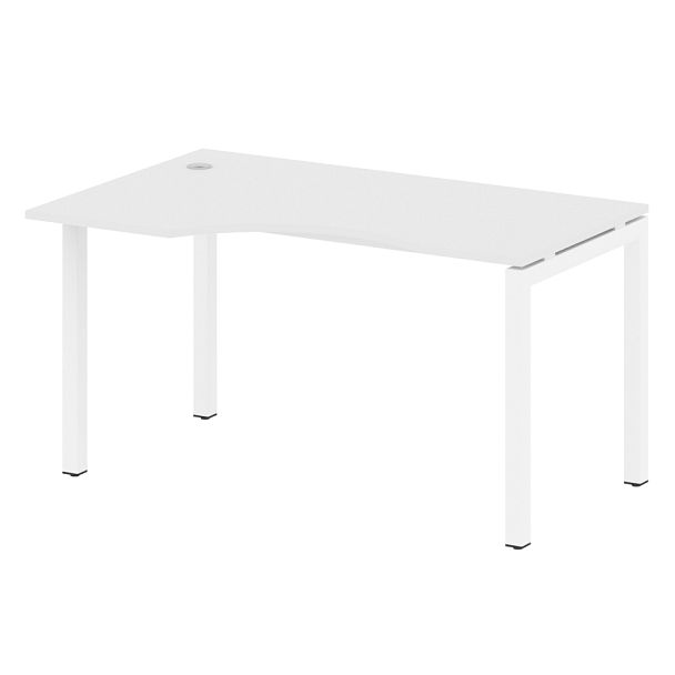 Metal System Quattro Стол криволинейный левый на П-образном м/к 50БП.СА-2 (L) Белый/Белый металл 1400*900*750 - Вид 1