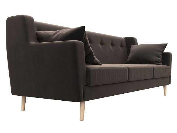 Прямой диван Брайтон 3 (полностью велюр коричневый) - Вид 3