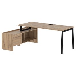 Стол с тумбой ELCT 19814 Дуб Денвер светлый/Черный 1960х1400х750 EDIS - Фото предпросмотра