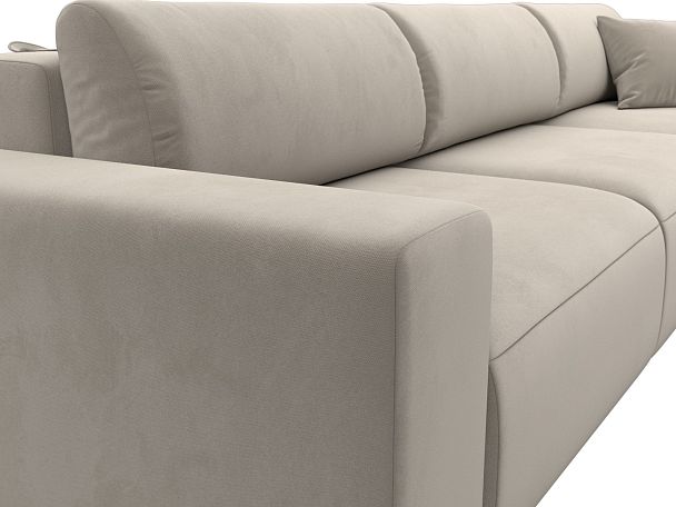 Диван угловой Лига-036 Классик Лонг правый угол Микровельвет бежевый - Вид 4