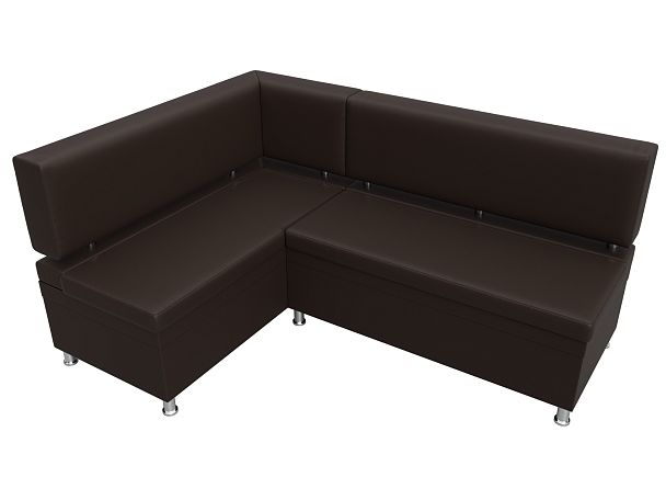 Кухонный уголок Стайл левый (полностью экокожа коричневая) - Вид 5