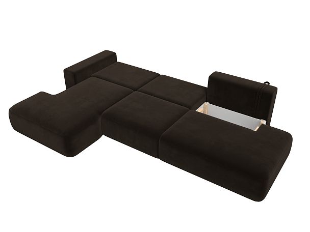 Диван угловой Лига-036 Модерн Лонг левый угол Микровельвет коричневый - Вид 9