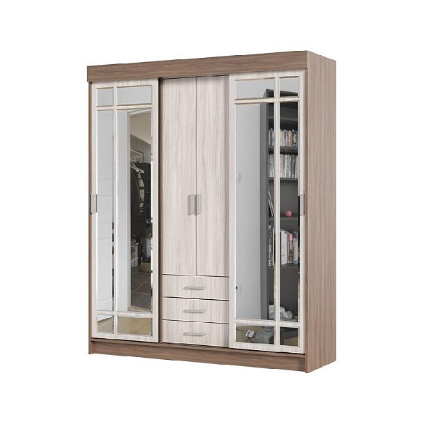 Андрей-1 шкаф-купе (1700*2100*580 мм) ясень шимо темный/ясень шимо светлый - Вид 1