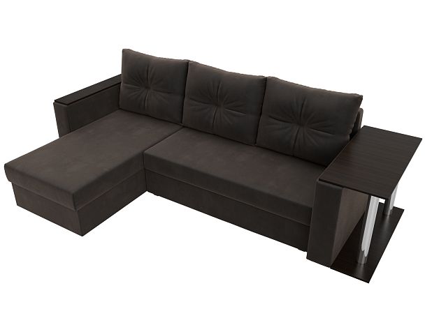 Угловой диван Атланта Лайт левый (полностью велюр коричневый) - Вид 6