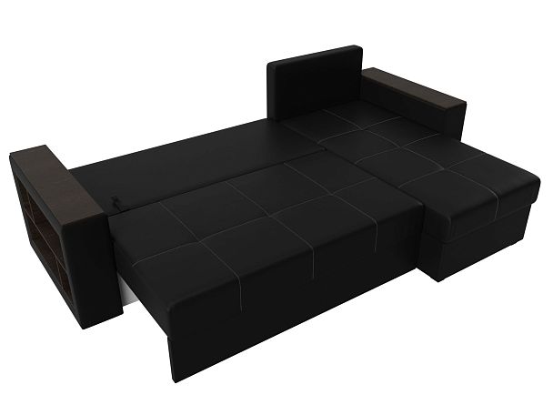 Диван угловой Дубай Лайт угол правый (полностью экокожа черная) - Вид 9