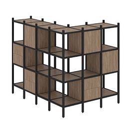 Loft Угловой внешний стеллаж наборный VR.L-52 Дуб аризона/Чёрный металл 1694*1278*1458 - Фото предпросмотра