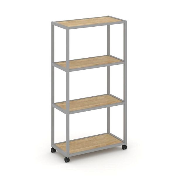Shelf Mobile Стеллаж 4 уровня 1 секция VR.LT-STK-401.06 Тиквуд Светлый/Металл Серый 600*400*1523 - Вид 1