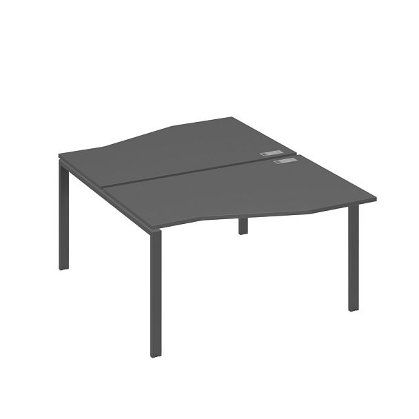 Рабочая станция каркас UNO столы (2х140) Техно A4 А4 Б1 190 БП антрацит премиум / металлокаркас антрацит - Вид 1