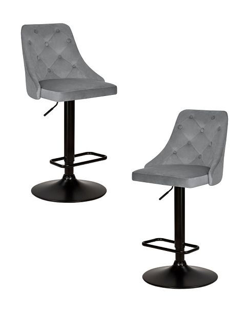 Набор 2 шт Стул барный DOBRIN JOSEPH BLACK (серый велюр (MJ9-75)) - Вид 1
