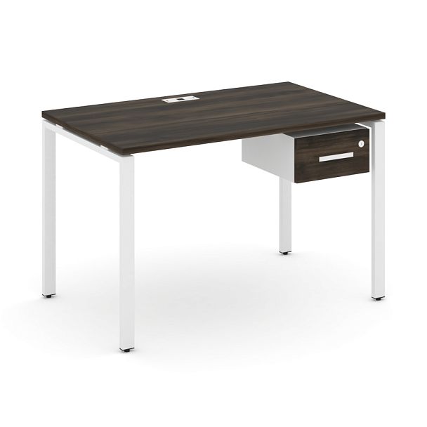 Concept Стол рабочий с подвесной тумбой с одним ящ. CN.SP-110 W Дуб Мали/Белый Бриллиант/Металл Белый 1180*720*750 - Вид 1