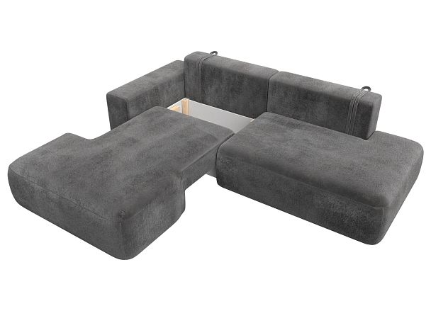 Диван угловой Лига-036 НПБ Модерн левый угол Велюр серый - Вид 7