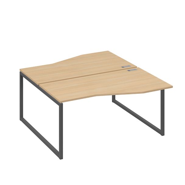 Станция каркас QUATTRO столы 2х160 Техно эргономичные A4 А4 Б4 191 БП натуральный дуб / металлокаркас антрацит - Вид 1
