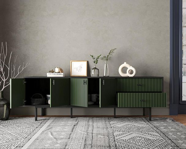 Комод с четырьмя дверками и двумя ящиками Emerson арт EM04/green/L - Вид 2