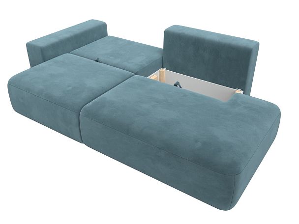 Диван прямой Лига-036 Модерн подлокотник слева Велюр бирюзовый - Вид 8