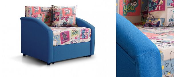 Диван "Даня" 750 Жакард Медиум Дрим / Протекс бирюза - Вид 1