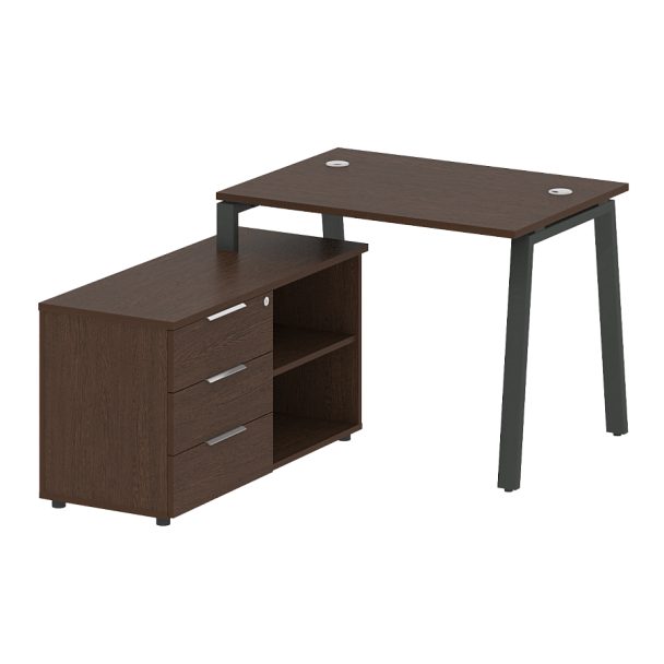 Metal System Р. ст. с тумбой на А-образном м/к БА.РС-СТС-2.1 (L) Венге/Антрацит металл 1100*1520*750 - Вид 1
