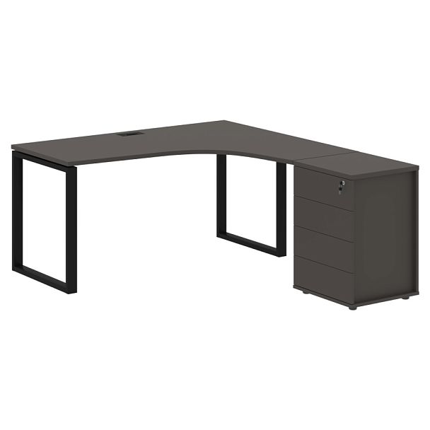 Стол эргономичный с тумбой EQCET 1518(R) Мокко/Черный 1560х1880х750 EDIS - Вид 1