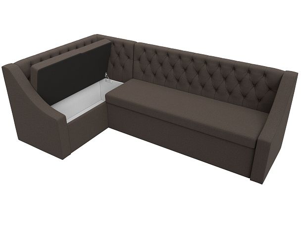 Диван кухонный угловой Мерлин левый угол Рогожка коричневый - Вид 7