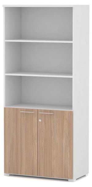 MATRIX 149Н004-2013 Шкаф-стеллаж широкий с замком 800х420х1760 Швейцарский вяз/Белый - Вид 1