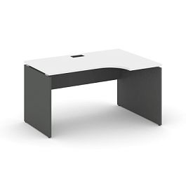 Стайл Проджект Стол рабочий эргоном. SN-D.SPA-012(R) Белый/Антрацит NEW/Черная Заглушка 1580*700/980 - Фото предпросмотра
