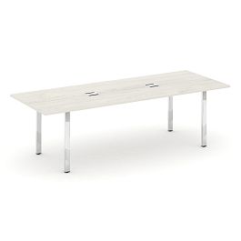 Style Project Direct Lux Стол переговорный M-SN-6P.SPRG-258 Дуб Наварра/Нержавеющая Сталь/Хром 2580*980*25 - Фото предпросмотра