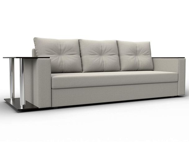 Диван прямой Атланта Лайт со столом слева Рогожка бежевый - Вид 1