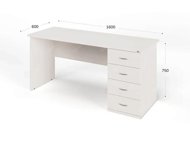 ЛАЙТ / LIGHT RRG007-16x6R Однотумбовый стол 160x60x75 Дуб Молочный - Вид 3