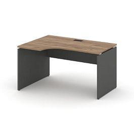 Стайл Проджект Стол рабочий эргоном. SN-D.SPA-002(L) Дуб Табак/Антрацит NEW/Черная Заглушка 1580*600 - Фото предпросмотра