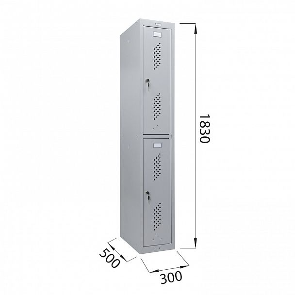 Шкаф металлический для одежды BRABIX "LK 12-30", УСИЛЕННЫЙ, 2 секции, 1830х300х500 мм, 18 кг, 291133, S230BR421102 - Вид 10