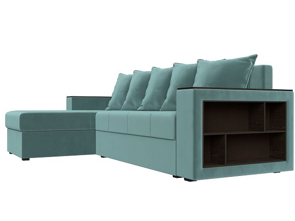 Диван угловой Дубай Лайт угол левый (полностью велюр бирюзовый) - Вид 3