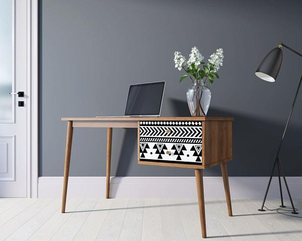 Стол рабочий Berber принт 19 с одной тумбой арт BB20/Print_19 - Вид 3