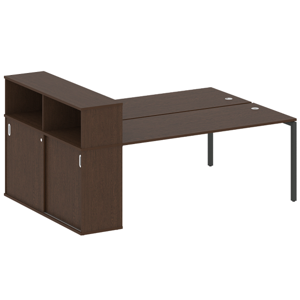 Metal System Quattro Р. ст. с шкафом-купе на П-образном м/к 40БП.РС-СШК-2.5 Т Венге/Антрацит металл 2210*1475*1098 - Вид 1