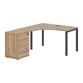 Стол эргономичный с тумбой EUCET 1318(L) Дуб Денвер светлый/Мокко 1360х1880х750 EDIS - Фото предпросмотра