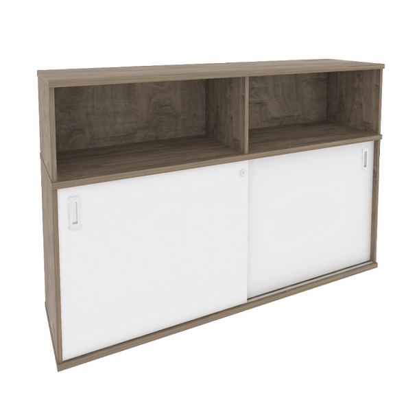 Onix Шкаф-купе приставной/опорный O.SHKO-2.8 T Тиквуд темный/Белый бриллиант 1635*432*1120 - Вид 1