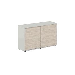 Шкаф купе 1238х400х750 низкий, с замком / корпус цвет: серый бархат, фасады: дуб светлый Сигма / Sigma - Фото предпросмотра
