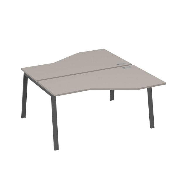 Рабочая станция каркас TRE столы (2х160) эргономичные Техно A4 А4 Б3 188  БП мокко премиум / металлокаркас антрацит - Вид 1