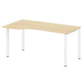 Metal System Стол криволинейный левый на П-образном м/к БП.СА-1 (L) Акация/Белый металл 1600*900*750 - Фото предпросмотра