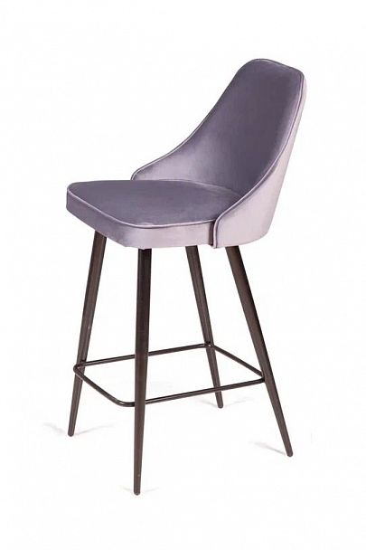 Стул полубарный Oliver, бархат светло-серый 26/ чёрный конус - Вид 3