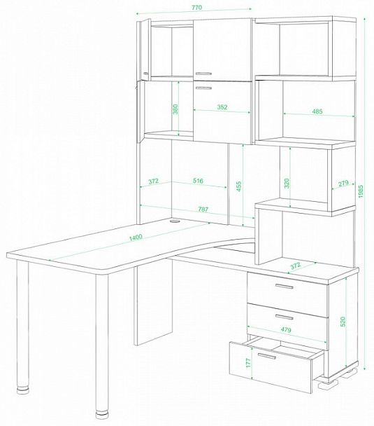 Стол компьютерный Домино СР-500М/140 Карамель/Шамони левый - Вид 2