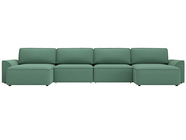 Диван п-образный Лига-048 НПБ лонг Рогожка зеленый - Вид 2