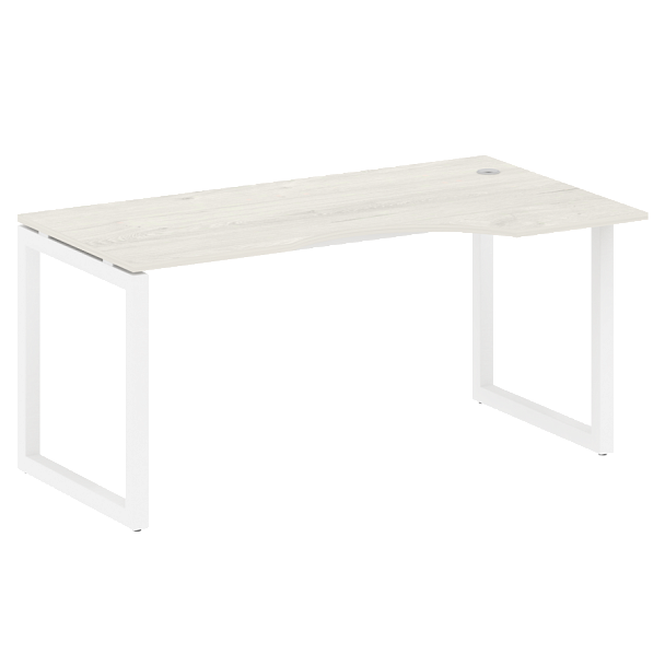Metal System Quattro Стол криволинейный правый на О-образном м/к 50БО.СА-1 (R) Дуб наварра/Белый металл 1600*900*750 - Вид 1