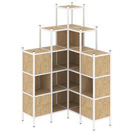 Loft Угловой внутренний стеллаж наборный VR.L-45 Тиквуд светлый/Белый металл 1278*1278*2280 - Фото предпросмотра