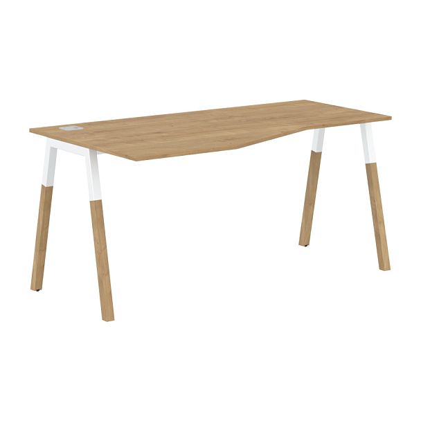 Стол FCT 1567(L) Дуб Гамильтон/Белый-Бук 1580х900(670)х733 FORTA - Вид 1